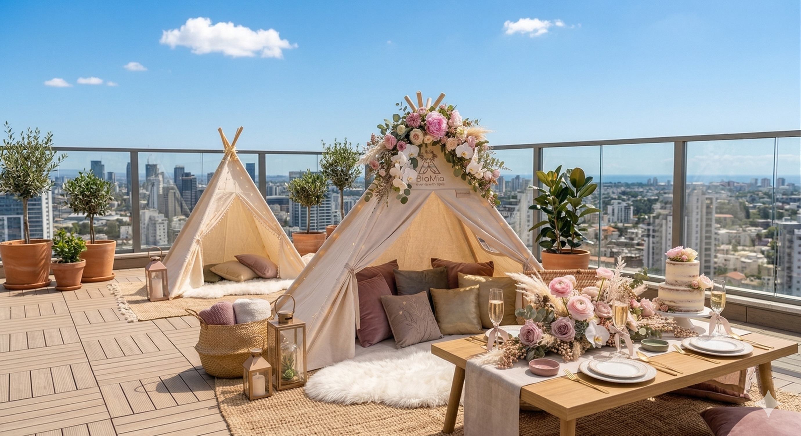 Montaje de teepees premium de BiaMia